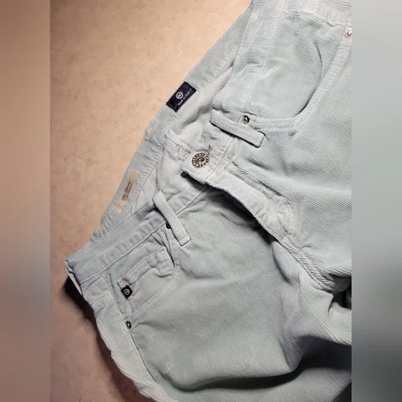 AG Adriano Goldschmiede 26 Reg Stevie Light Green Pants corduroy ankle slim stra - Picture 4 of 14